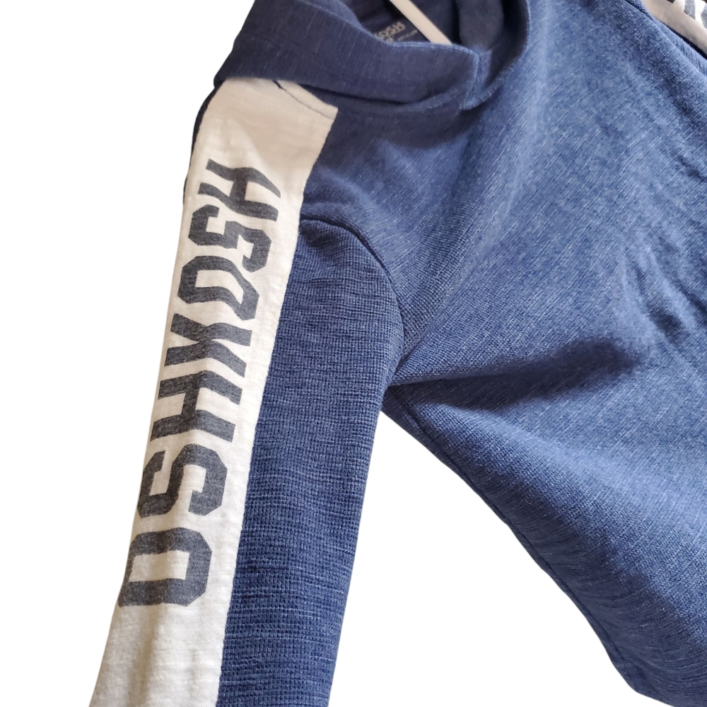 4T Osh Kosh B'Gosh Blue Hoodie with White & Blue Logo Accents On Sleeves - Picture 5 of 7
